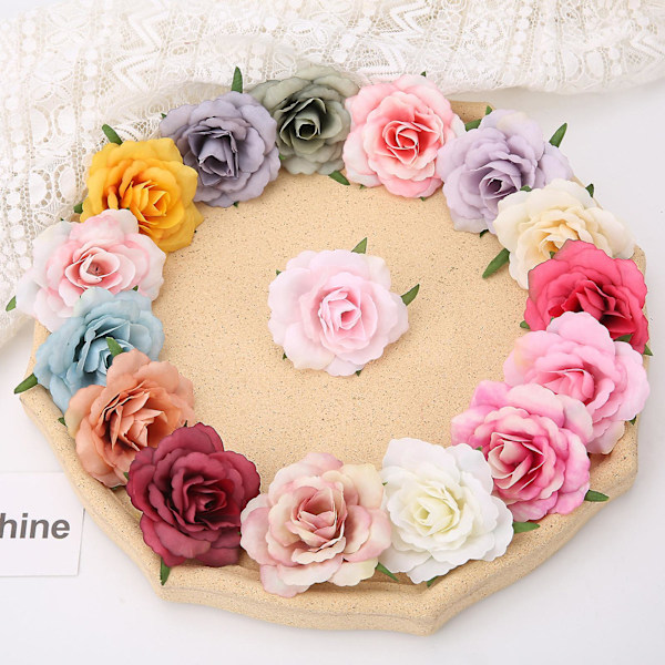 10 stk./sæt Simulationsblomsterhoved Levende Langtidsholdbar Multifunktionel Kunstige Roseblomsterhoveder til Bryllup Light Red