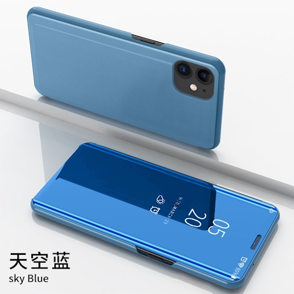 Fodral för iPhone 14 plus Himmelsblå Elektroplätering spegel Flip