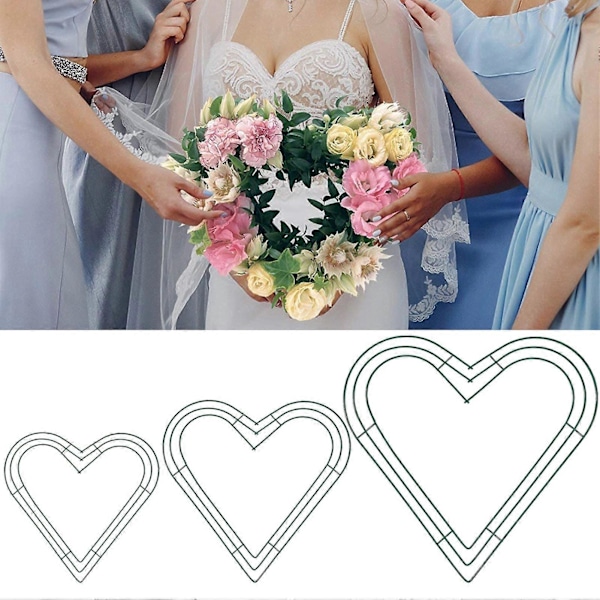 1/4 kpl Sydänseppelekehys DIY Keinotekoinen seppelerengas Häät Juhlat Syntymäpäivä Sisä- ja ulkotilojen puutarhakoriste Tarvikkeet 20cm 4pcs