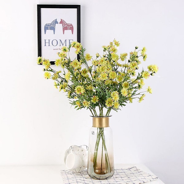 1 stk. Kunstig liten prestekrage falsk blomst blader hjem bryllup kaffebar dekor Pink