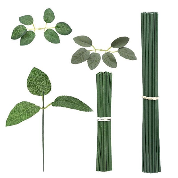 Blomsterpinne av plast med simulerade blommor för barns DIY-blomsterarrangemang Grass green 27 meters 1 roll