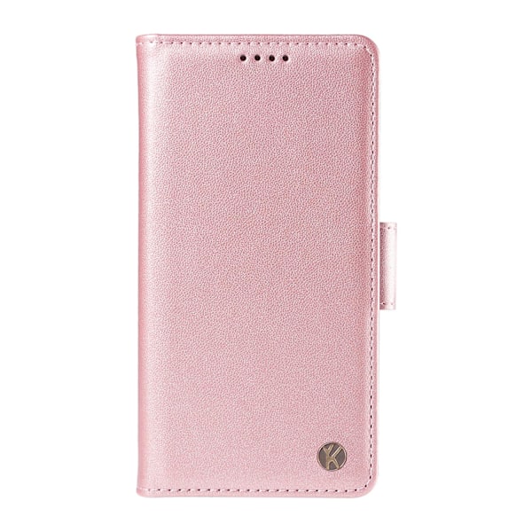Etui til iPhone 14 Pro Max Rosaguld Mat Soft-Touch Side Spænde Flip Wallet med Kortholder