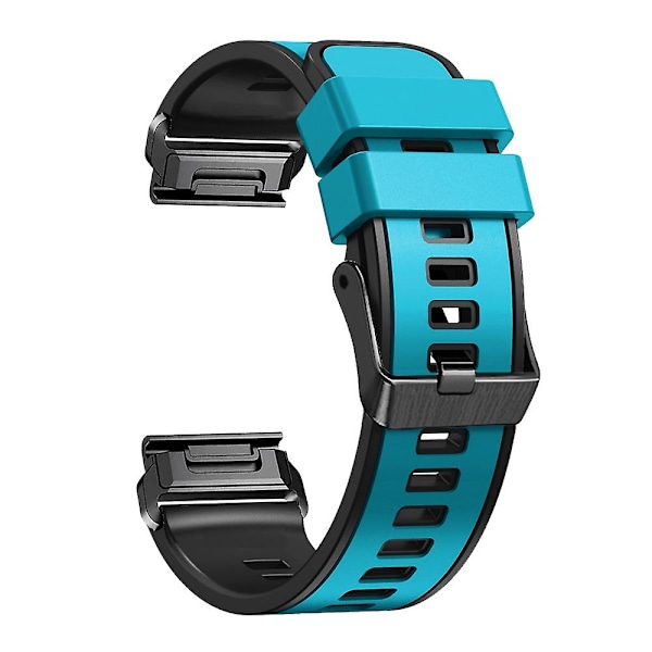 Himmelblå Sort Himmelblå Sort Tofarvet Silikone Urrem kompatibel med Garmin Fenix 7x