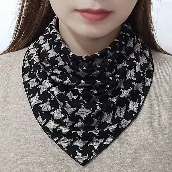 Naisten tekoviulus irrotettava puolikas ohut kaulatuki Bana Black and gray houndstooth