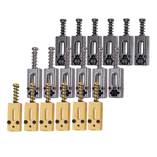 6 stk. Roller Saddle Bridge Strengesadler for Elektrisk Gitar Gull