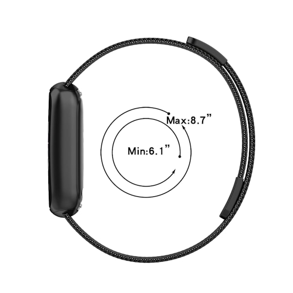 Musta Musta yhteensopiva Fitbit Luxe Special Edition metallisen kellonrannekkeen kanssa