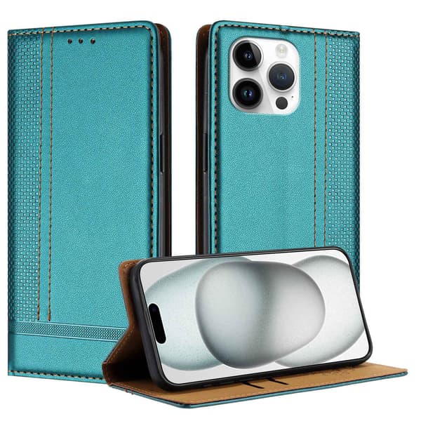Etui til iPhone 16 Pro Max grønn magnetisk lommebok med kortholder