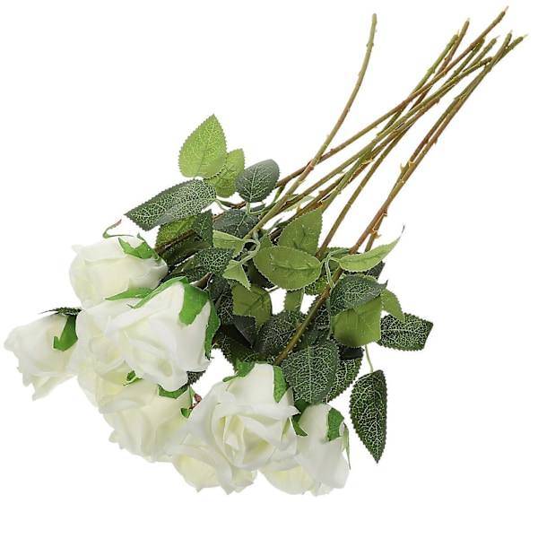 10 stk. Kunstige Roseblomster Falske Roser med Stilker DIY Bryllupsrosebuketter