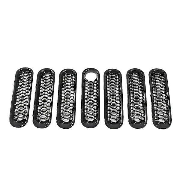 Nytt Grill Mesh Inserts Kit Clip-in med låshål kompatibel med Wrangler Jk 2007-17
