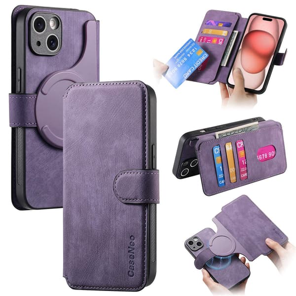 Etui til iPhone 13 Pro Lilla Magnetisk Separasjon Flip