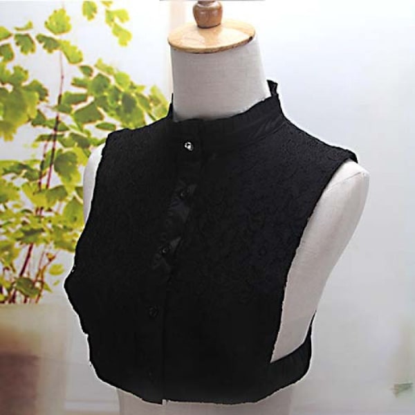 Dame falsk krage Avtakbar halv skjorte Koreansk blonde hvit Stand Collar 5/cotton and linen