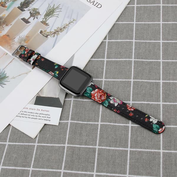 Musta Saflorihihna yhteensopiva Fitbit Versa 2 / Fitbit Versa / Fitbit Versa Lite -laitteiden kanssa