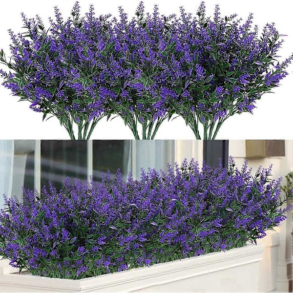 8 Kimppua Keinotekoisia Laventeli Tekokukkia UV-kestäviä Pensaita, Tekomuovia Purple 8