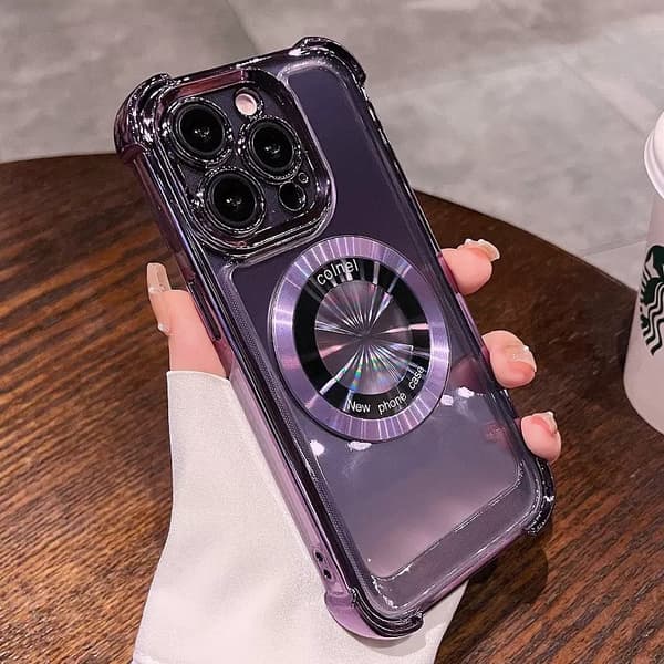 Fodral för iPhone 16 Pro Max Galvaniserad Klar Magnetisk Klar Lila