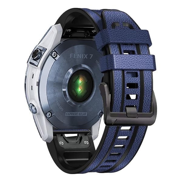 Mörkblå Mörkblå Silikon + Läder Snabbfäste Klockarmband