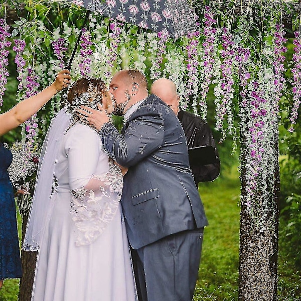 Kunstige Blomster, Kunstig Wisteria, Boligindretning, Lavet af Silke, 12 Stykker - Mælkehvid Fuchsia