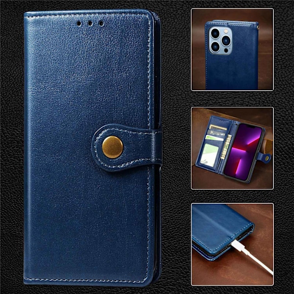 Etui til iPhone 14 Pro, blå flip business