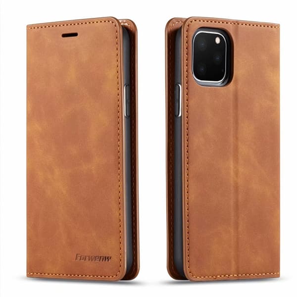 Etui til iPhone 14 Plus brun Wallet med kortholder Retro Flip