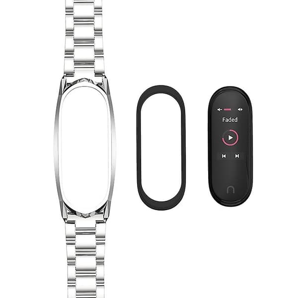 Sort Sort kompatibel med Xiaomi Mi Band 6 / 5 / 4 / 3 Urrem i rustfrit stål