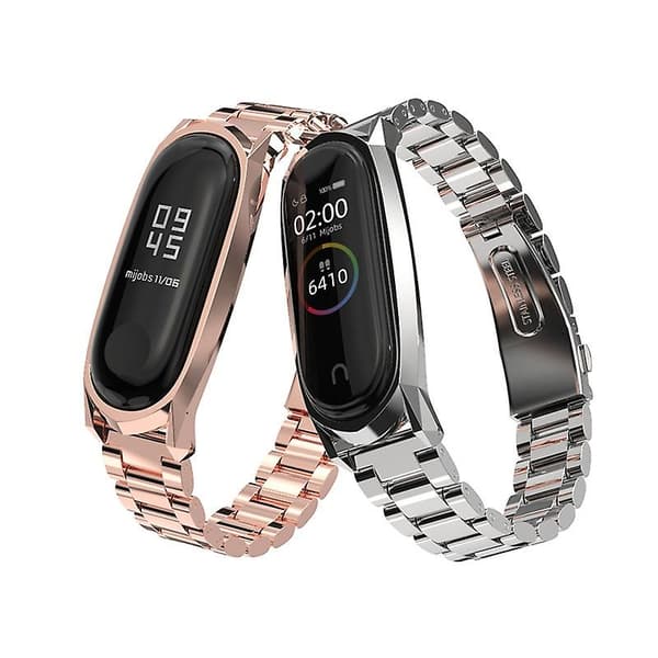 Sort Sort kompatibel med Xiaomi Mi Band 6 / 5 / 4 / 3 Urrem i rustfrit stål