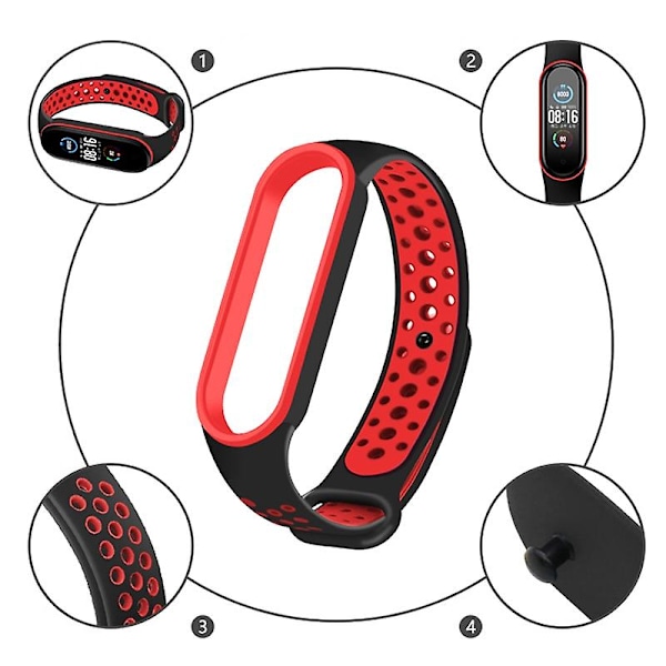Sort Blå Sort Blå kompatibel med Xiaomi Mi Band 6 (ca8856) Silikone Urrem