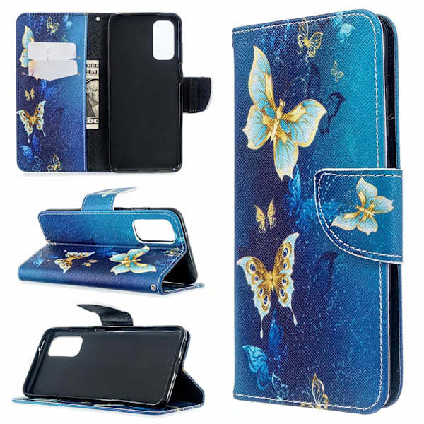 Etui til iPhone 13 Pro Gylden Sommerfugl Malet Tegnebog med Kortholder Flip Tegnebog med Kortholder