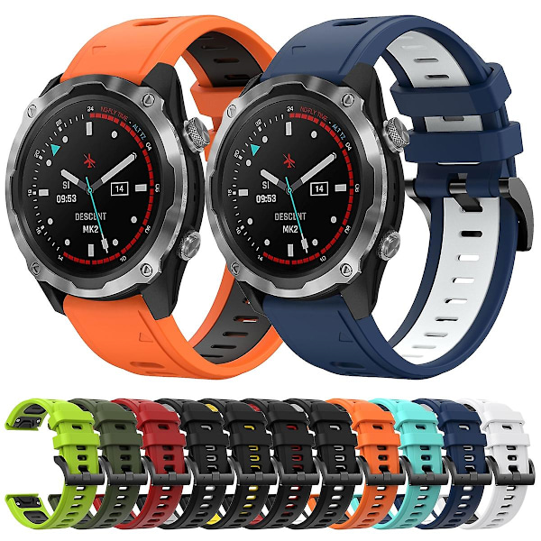 Rød Sort Rød Sort Tofarvet Silikone Urrem kompatibel med Garmin Descent Mk 2