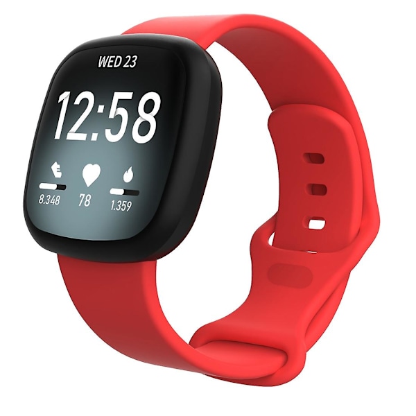 Rød Rød kompatibel med Fitbit Versa 3 / Sense Silikone Urrem Størrelse: L