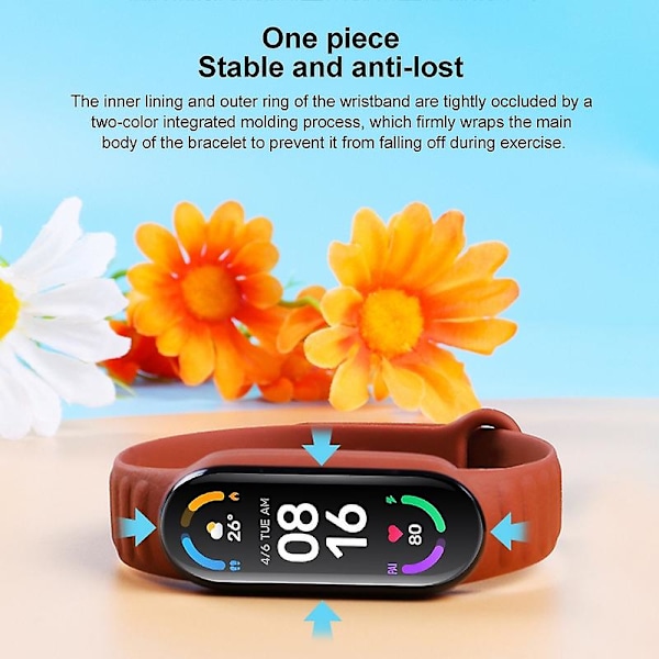 Grå Grå kompatibel med Xiaomi Mi Band 6 / 5 Universal Silikone Urrem