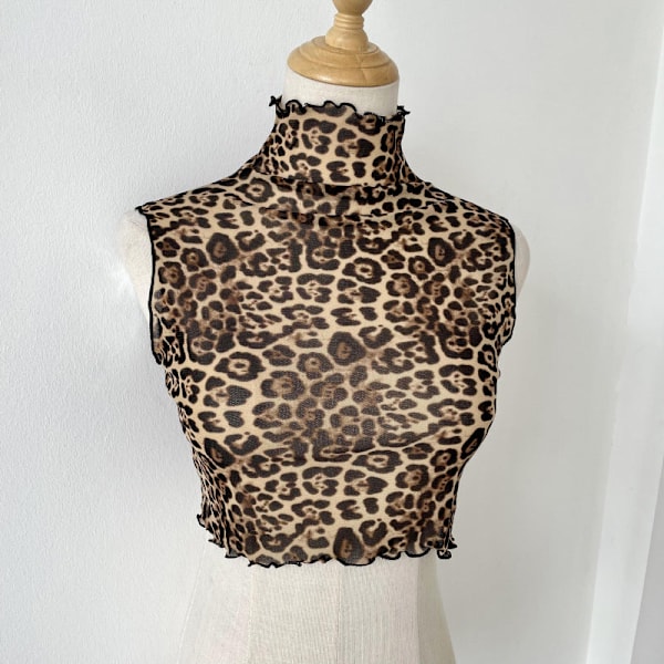 Dame falsk krage Avtakbar halv Ermeløs Underdelskjorte Leopard print