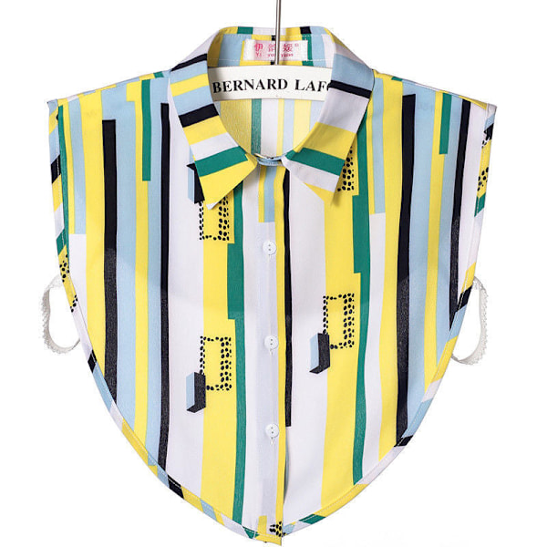 Dame falsk krage Avtakbar genser skjorte Allsidig Yellow strip pointed collar