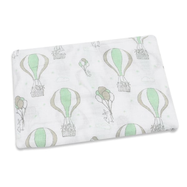 Muslin Baby Swaddld-mjuka bekväma filtar Green Balloon