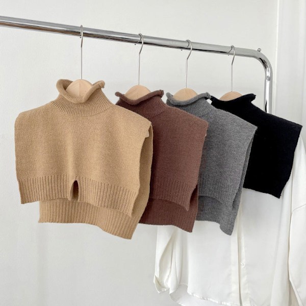 Dame falsk krage Avtakbar halv sjal Allsidig ensfarget Coffee color