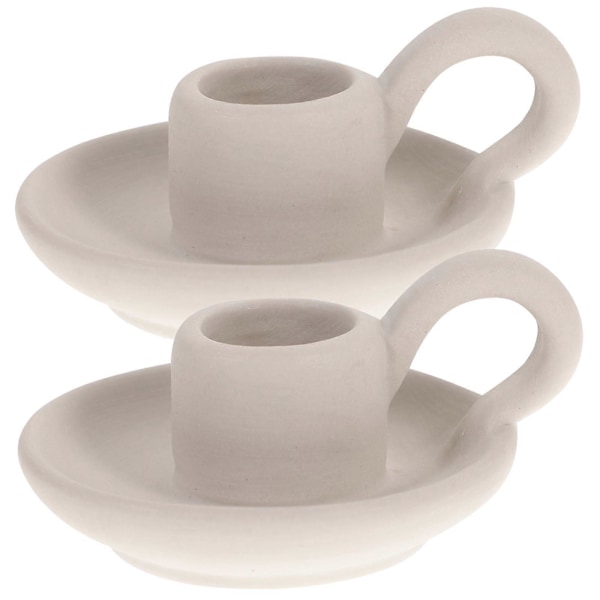 2 stk. Keramisk Lysestake - Enkelt Chic Ornament