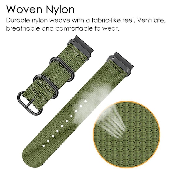 Sort Sort Nylon Urrem kompatibel med Garmin Fenix 7
