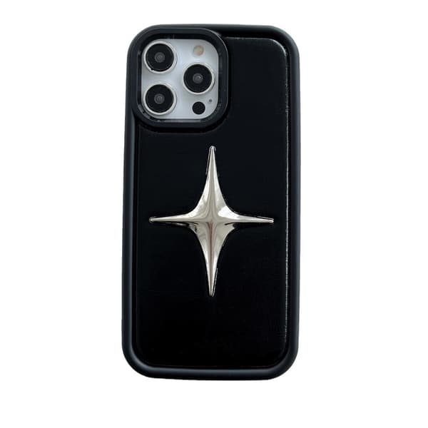Etui til iPhone 16 Lær Stjerner klassisk 3D metallstjernelær