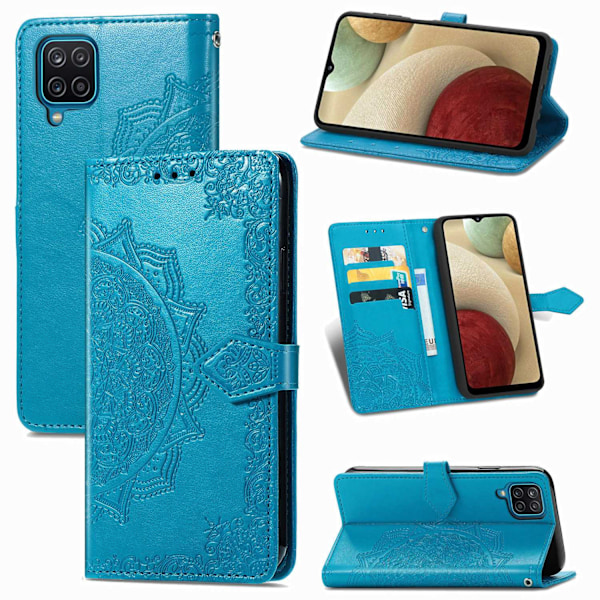 Etui til iPhone 14 blått magnetisk flip 3D-preget