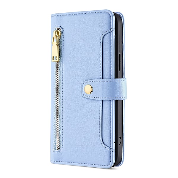 Etui til iPhone 16 Pro Blå (enkelt læderetui) Flip Crossbody Rem