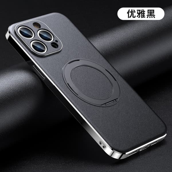 Etui til iPhone 13 Pro, enkelt (Nappa) *Sort magnetisk roterende stander