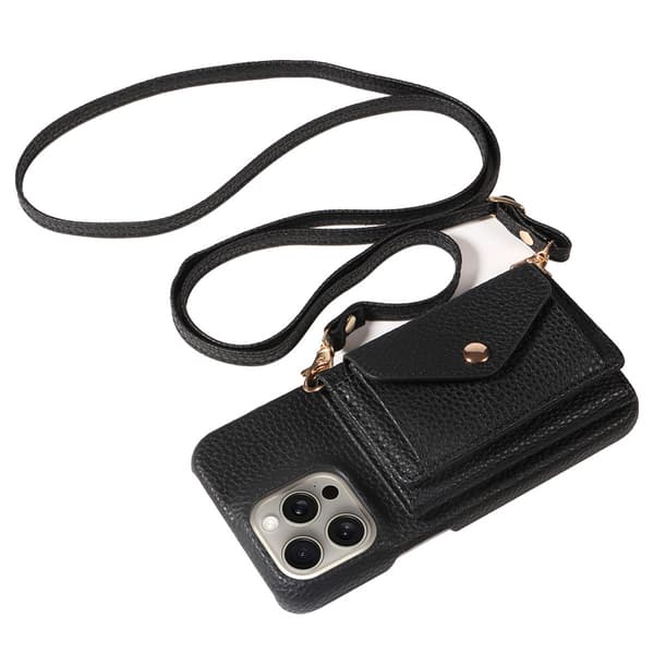 Etui til iPhone 15promax sort Wallet med kortholder