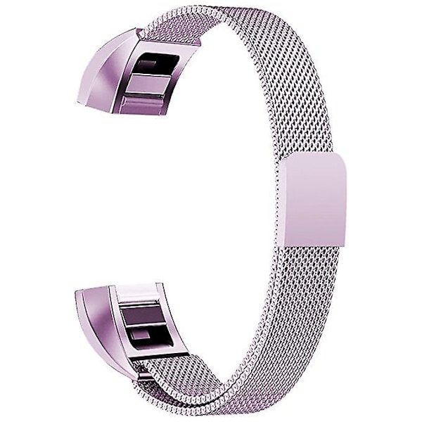 Lys Lilla Lys Lilla Rustfrit Stål Magnetisk Håndledsrem kompatibel med Fitbit Alta, 130-170mm