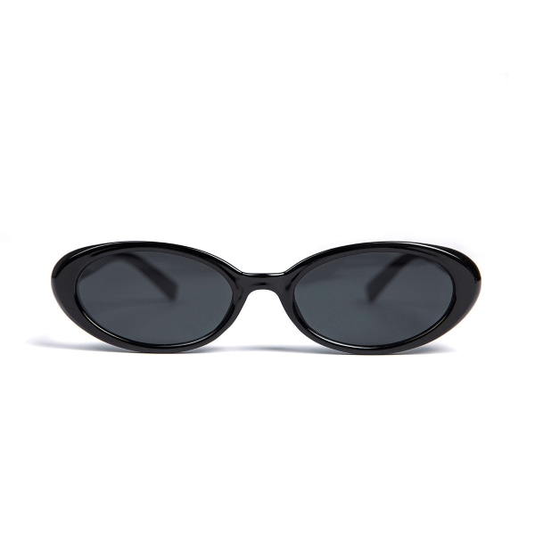 Retro runda glasögon Solsäker svart båge Solglasögon Dam Fashionabla solglasögon UV-skydd Black Frame gray piece