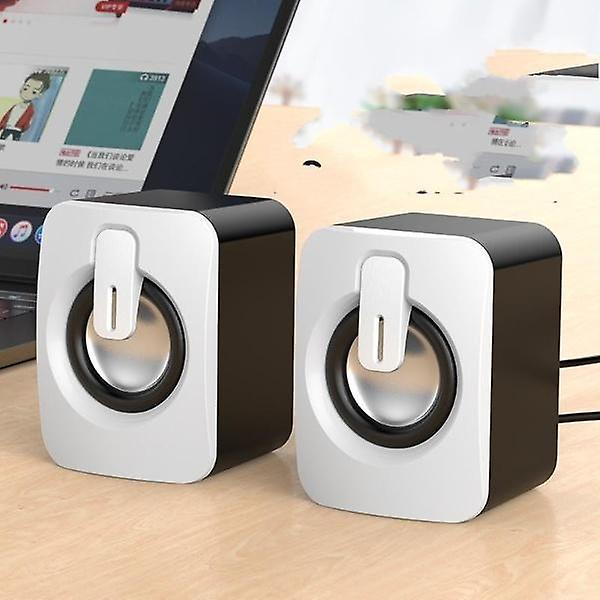 Mini Dator-högtalare USB 3d-stere-ljud Surround-högtalare White Speaker