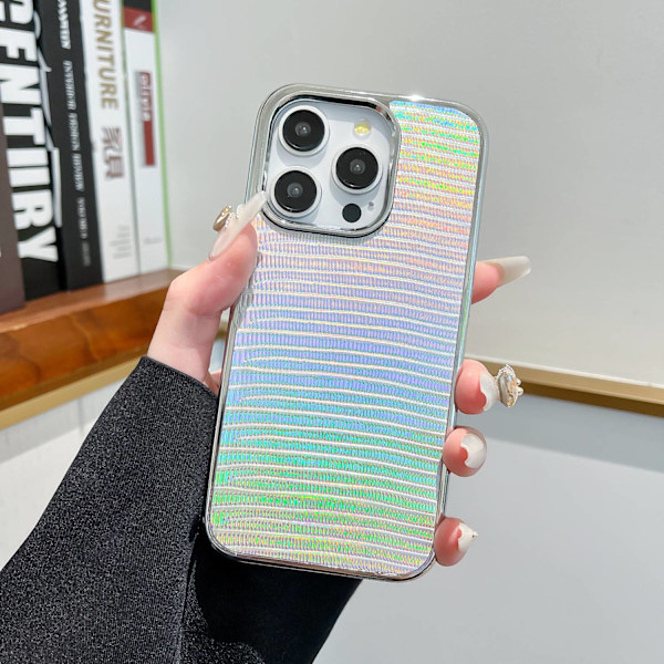 Fodral för iPhone 16pro MAX (Laserkrokodilmönster) enkelt skal Tax lädertexturerad axelväska
