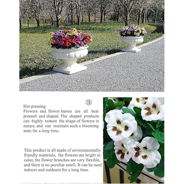 2 st Stora Konstgjorda Pelargoner, Falska Lila Plastblommor (Röd Pelargonblomma) White