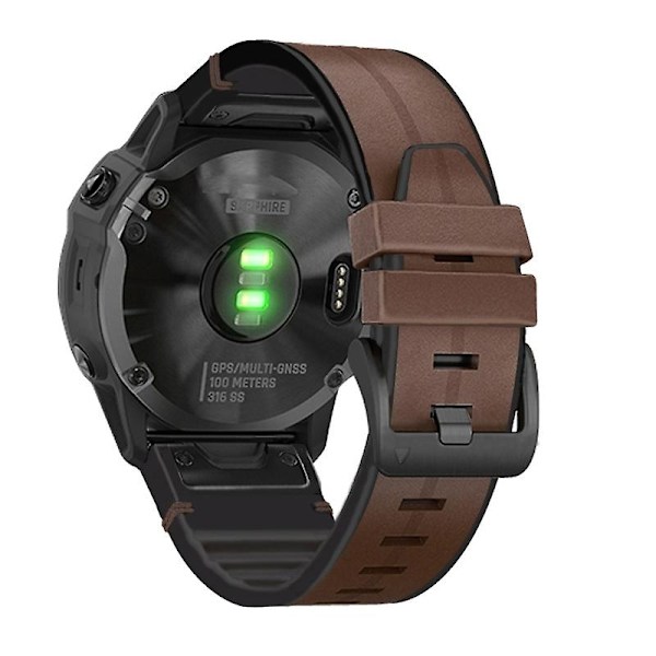 Kaffe Kaffe Silikone + Læder Urrem kompatibel med Garmin Fenix 7