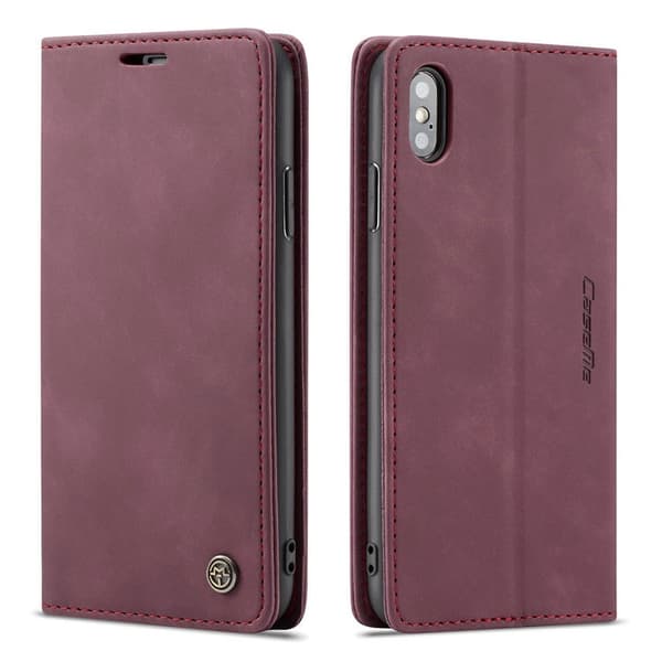 Etui til iPhone 14Plus6.7 Claret Flip Wallet med kortholder magnetisk