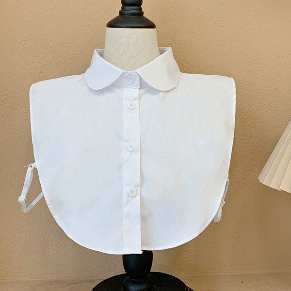 Dame falsk krage Avtakbar halv Ren Bomull Ensfarget Sh Light Plate round neck White