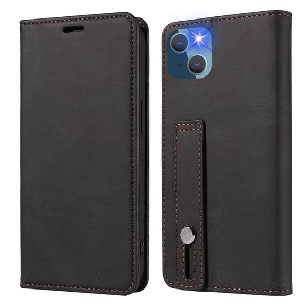 Etui til iPhone 16 Pro Max 6.7 sort håndleds flip stand