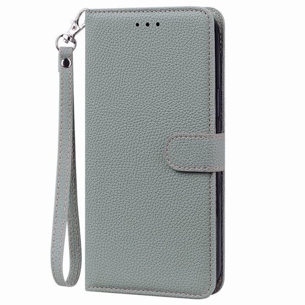 Etui til iPhone 14 Pro Max 6.7 grå Pebbled Ensfarget Lommebok med Kortholder Flip